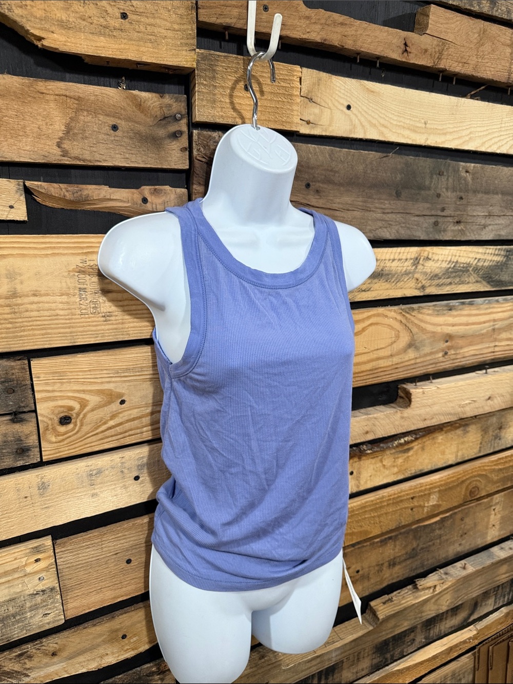All Saints Rina Ribbed Tank Top In Washed Blue Size 6 - Picture 3 of 10